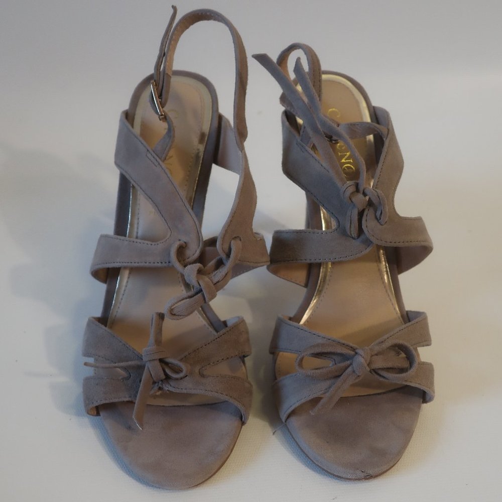 NWOB Womens Cafe Noir Taupe Suede Strappy Heels 37 US/7 *
